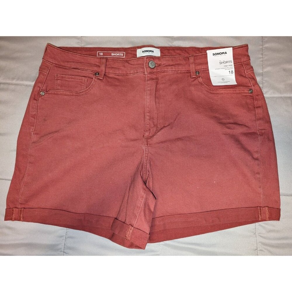 Sonoma High Rise Denim Shorts - Size 18 - NWT - Antique Berry
